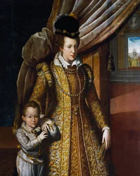 Portræt af Joanna af Østrig, storhertuginde af Toscana, af Giovanni Bizzelli, maleri