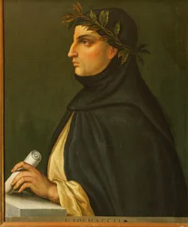 Giovanni Boccaccio, renæssancedigter (maleri på træ)