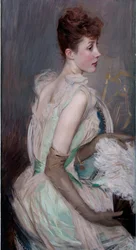 Belle epoque: ""Portræt af grevinden af ​​Leusse født Suzanne Berthier (1868-1936) (Portræt af grevinde De Leusse, født Berthier) Maleri af Giovanni Boldini (1842-1931)