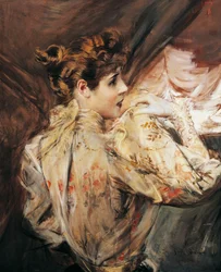 Portræt af Eleonora Duse (Vigevano 1858 - Pittsburgh 1924), italiensk skuespillerinde, Maleri af Giovanni Boldini (1842-1931)