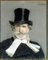 portræt af Giuseppe Verdi i 1886. Dessin de Giuseppe Boldini (1842-1931). Rom. Moderne Kunstgalleri