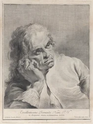 Eftertænksom mand hvilede hovedet på sin hånd, 1743.