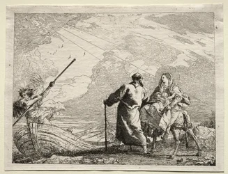 Flyvning til Egypten: Den hellige familie ankommer til flodens bred