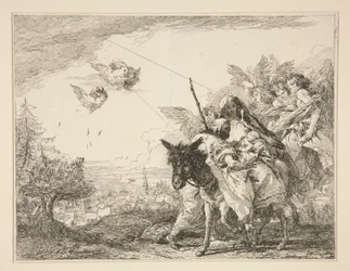 Joseph Contemplates the Infant Jesus, fra serien Picturesque Ideas over the Flight into Egypt (Flight into Egypt)