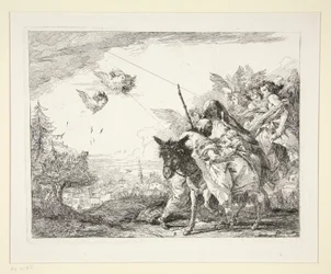 Joseph Contemplates the Infant Jesus, fra serien Picturesque Ideas over the Flight into Egypt (Flight into Egypt)