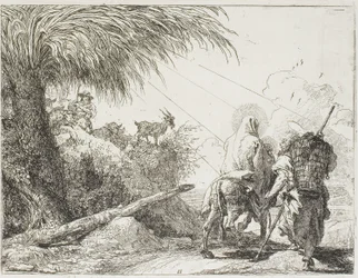 Joseph og Mary passerer en hyrde og hans flok, tallerken elleve fra Flugten til Egypten
