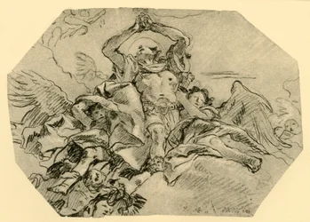Bedende hellig omgivet af engle, 1762, 1928