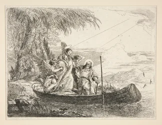 The Holy Family Enters a Boat, fra serien Idee pittoresche sopra la fuga in Egitto (Flight into Egypt)