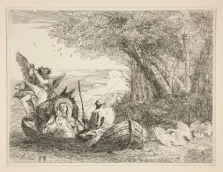 The Holy Family Travelling by Boat, fra serien Idee pittoresche sopra la fuga in Egitto (Flyv til Egypten)