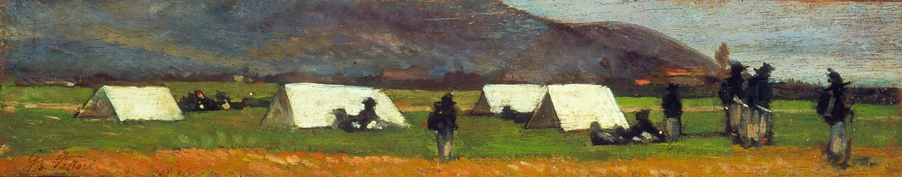 Bersaglieri-lejren, ca. 1860 (olie på plade)