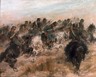 Felttoget i Italien 1859: »Det piemontesiske kavaleris angreb«. (1825-1908). Rom, Galleria Nazionale d