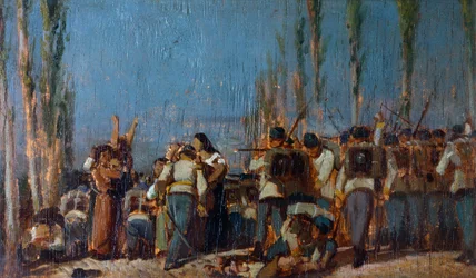 Mantua-massakrerne, af Giovanni Fattori (1825-1908), olie på panel