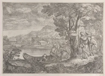 Landskab med flugten til Egypten, 1626-80.