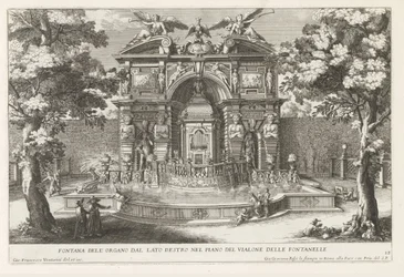 Fontein met hydraulisk orgel i de tuinen van de Villa d