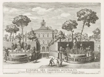 Fontæner i Villa Montalto Negronis haver i Rom - Fontana nel giardino Montalto (...) (titel på genstanden) - Le fontane ne palazzi e ne giardini di Roma (serietitel) - Fontæner i Roms paladser og haver (serietitel)