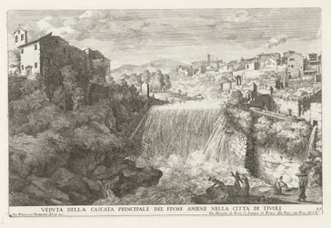 Waterval in de rivier de Aniene ved Tivoli Udsigt over hovedvandfaldet i Aniene-floden i byen Tivoli (titel på objektet) Springvandene i Estense-haven i Tivoli (serietitel) Fonteinen in de tuinen af ​​Villa d
