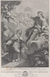 Sankt Margarita af Cortona, knælende foran Kristus, efter Pietro Andrea Pucciardi ..., ca. 1702-1741