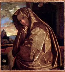 Fremstilling af den hellige Maria Magdalene. Maleri af Giovan Gerolamo Savoldo (ca. 1480-efter 1548), 1535-1540. Mål: 84 x 77,5 cm. Firenze, Palazzo Pitti, Contini-Bonacossi-samlingen