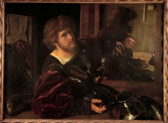 Selvportræt, tidligere kaldet Portræt af Gaston de Foix. Maleri af Giovanni Girolamo Savoldo (1480-1548), italiensk skole, 16. århundrede, højde 0,91 x 1,23 m, Paris, Musée du Louvre