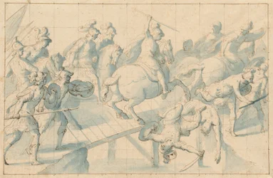 Et slag på en bro, ca. 1600 (pen og blæk)