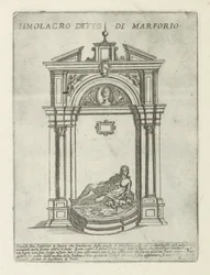 Springvand med statuen af ​​Marforio Simolacro detto di Marforio (titel på objekt) Moderne og antikke monumenter og bygninger i Rom (serietitel) Ornamenti di fabriche antichi et moderni dell