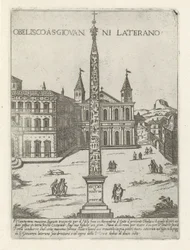Lateran Obelisk bag St. John Lateran i Rom Obelisco a S. Giovanni Laterano (titel på objektet) Moderne og antikke monumenter og bygninger i Rom (serietitel) Ornamenti di fabriche antichi et moderni dell
