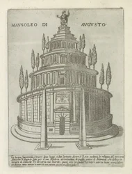 Augustus Mausoleum i Rom Mausoleo di Augusto (titel på objekt) Moderne og antikke monumenter og bygninger i Rom (serietitel) Ornamenti di fabriche antichi et moderni dell