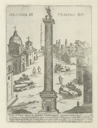 Trajans søjle i Rom Colonna di Traiano imp. (titel på objekt) Moderne og antikke monumenter og bygninger i Rom (serietitel) Ornamenti di fabriche antichi et moderni dell