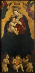 Madonna of the Milk med musikskabende engle, 1490-1500.