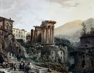 Vesta-templet i Tivoli, af Giovanni Migliara (1785-1837), Italien