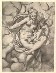Venus og Amor i skyerne, 1568.