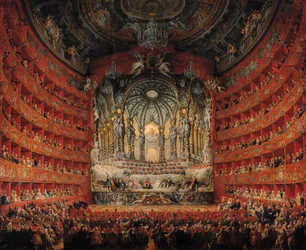 Koncert givet af kardinal de La Rochefoucauld på Teatro Argentina i Rom i anledning af ægteskabet mellem Louis, dauphinen (1729-65), søn af Louis XV, og Marie-Josephe af Sachsen (1731-67), 1747