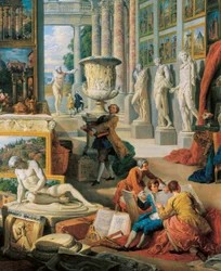 "Galleri med udsigt over det gamle Rom" Detalje. Maleri af Giovanni Paolo Pannini (Panini) (1691-1765). 1759.