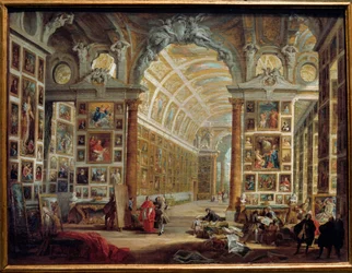 Silvio Valenti Gonzagas (eller Gonzagues) (1690-1756) galleri, kardinal hos Clemens 12. Maleri af Giovanni Paolo Pannini (Panini) (1691-1765), 18. århundrede, 0,48 x 0,64 m, Marseille, kunstmuseet