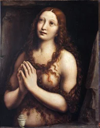 angrende Mary Magdalene par Giampietrino (1. halvdel af 16. årh.), første halvdel af 16. årh. - Tempera på panel, 49x39 - State Hermitage, St. Petersburg