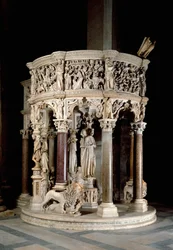 Stol. Marmorskulptur af Giovanni Pisano (1248-1314). 1302-1311 Cathedrale of Pisa (Cathedral of Santa Maria Assunta di Pisa), Italien