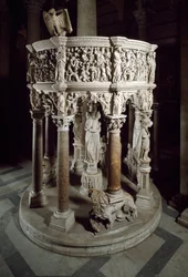 Stol. Marmorskulptur af Giovanni Pisano (1248-1314). 1302-1311 Cathedrale of Pisa (Cathedral of Santa Maria Assunta di Pisa), Italien