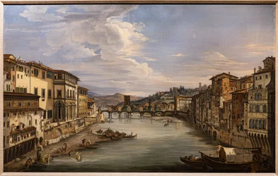 Udsigt over Arno fra Ponte Vecchio mod Alle Grazie-broen