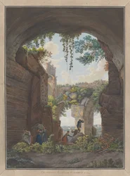 Det indre af badene i Caracalla, ca. 1780. Skaber: Giovanni Volpato, Louis Ducros.