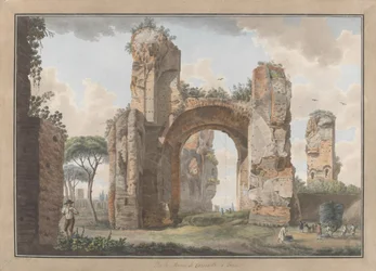 Det indre af badene i Caracalla, ca. 1780. Skaber: Giovanni Volpato, Louis Ducros.