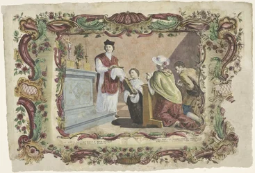 Beder for levende og døde VII. opus misericordiae spiritualis / La septima obra de misericordia spiritual (...) (titel på objektet) The Spiritual Works of Mercy (serietitel)