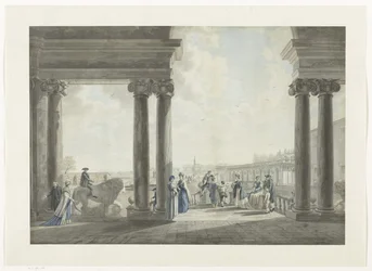 Udsigt over haverne i Villa Medici i Rom (titel på objekt) Udsigt over Rom og omgivelser (serietitel)