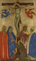 Korsfæstelsen Kristus på korset med St. Frans, Maria Magdalene, Maria, Johannes og Ignatius af Antiokia