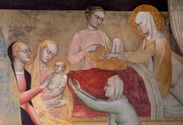 Jomfruens liv: Marias fødsel, detaljer (Fresco