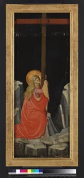Maria Magdalene omfavner korset, omvendt (tempera og guld på panel)