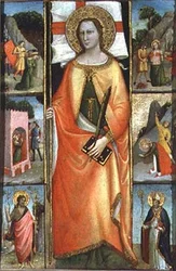 St. Reparata, med scener af martyrium og SS. Johannes Døberen og Nicolas (tempera på panel)