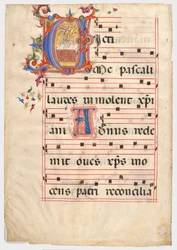 Initial V: Påskelammet på et alter