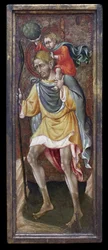 Sankt Christopher bærer Jesus Kristus på sine skuldre. Maleri af Giovanni Di Paolo Di Grazia (Giovanni dal Poggio