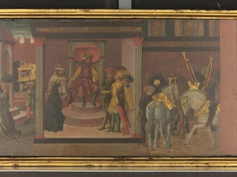 Historien om Trajan og enken, detalje af et panel fra en cassone, ca. 1450 (tempera på panel)