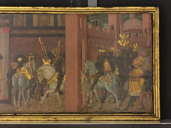 Historien om Trajan og enken, detalje af et panel fra en cassone, ca. 1450 (tempera på panel)